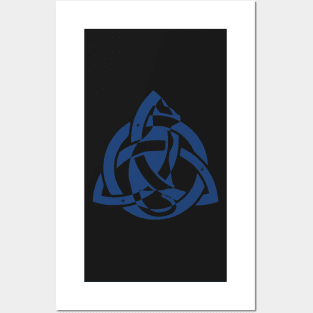 Blue Celtic Triquetra Cat Stars | Kitty Silhouette Posters and Art